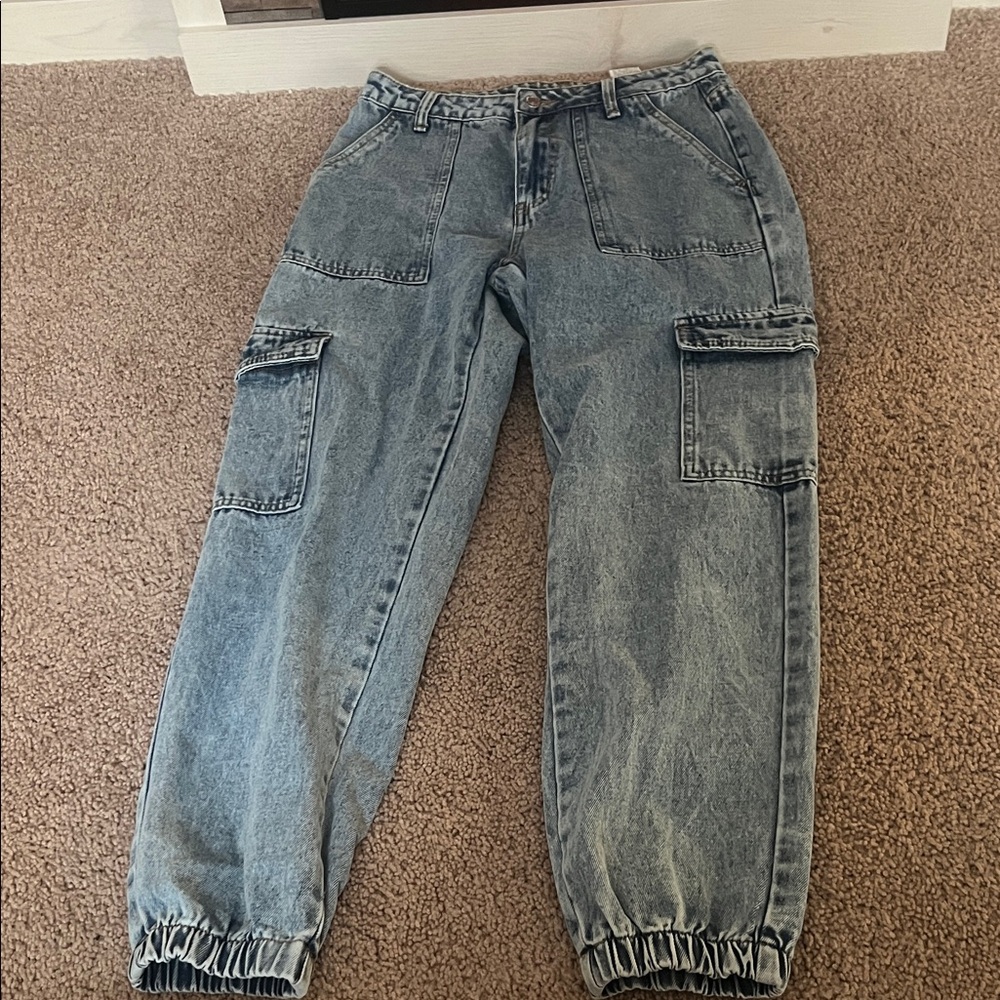 Casual Blue Cargo Jeans